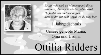 Traueranzeige von Ottilia Ridders von trauer.mein.krefeld.de