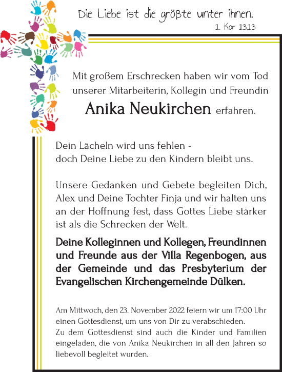 Traueranzeige von Anika Neukirchen von trauer.extra-tipp-moenchengladbach.de