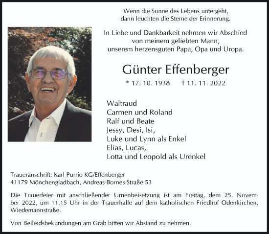 Traueranzeige von Günter Effenberger von trauer.extra-tipp-moenchengladbach.de