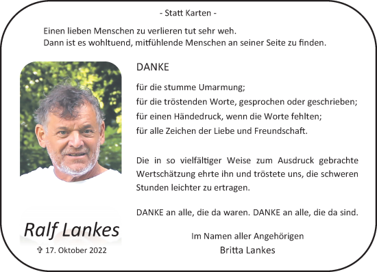 Traueranzeige von Ralf Lankes von trauer.extra-tipp-moenchengladbach.de