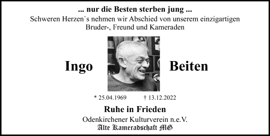 Traueranzeige von Ingo Beiten von trauer.extra-tipp-moenchengladbach.de