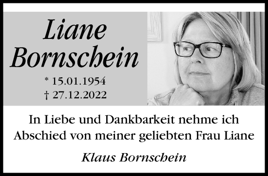 Traueranzeige von Liane Bornschein von trauer.extra-tipp-moenchengladbach.de