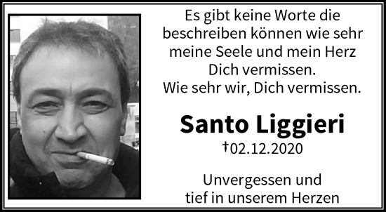 Traueranzeige von Santo Liggieri von trauer.wuppertaler-rundschau.de