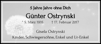 Traueranzeige von Günter Ostrynski von trauer.extra-tipp-moenchengladbach.de