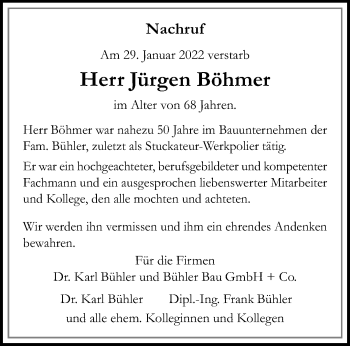 Traueranzeige von Jürgen Böhmer von trauer.extra-tipp-moenchengladbach.de