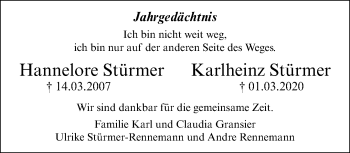 Traueranzeige von Hannelore und Karlheinz Stürmer von trauer.mein.krefeld.de