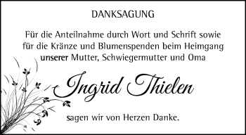 Traueranzeige von Ingrid Thielen von trauer.mein.krefeld.de