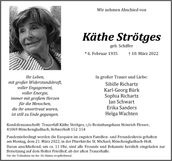 Traueranzeige von Käthe Strötges von trauer.extra-tipp-moenchengladbach.de