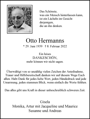 Traueranzeige von Otto Hermanns von trauer.extra-tipp-moenchengladbach.de