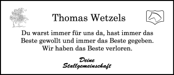 Traueranzeige von Thomas Wetzels von trauer.mein.krefeld.de