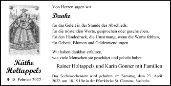 Traueranzeige von Käthe Holtappels von trauer.extra-tipp-moenchengladbach.de