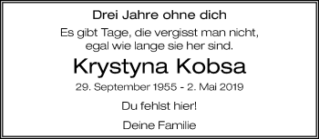 Traueranzeige von Krystyna Kobsa von trauer.mein.krefeld.de