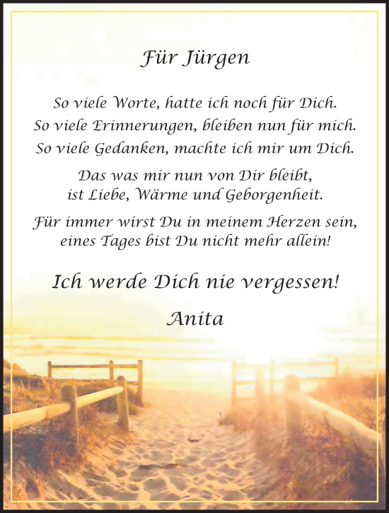 Traueranzeige von Jürgen  von trauer.extra-tipp-moenchengladbach.de