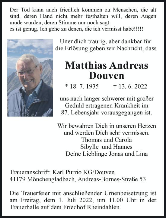 Traueranzeige von Matthias Andreas Douven von trauer.extra-tipp-moenchengladbach.de