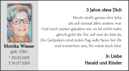 Traueranzeige von Monika Wieser von trauer.extra-tipp-moenchengladbach.de