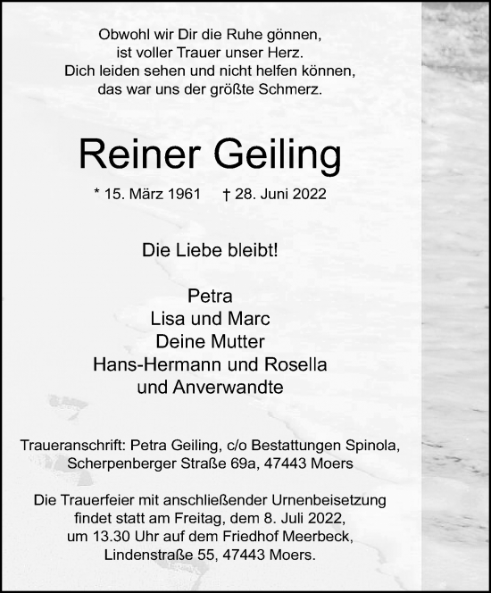 Traueranzeige von Reiner Geiling von trauer.mein.krefeld.de