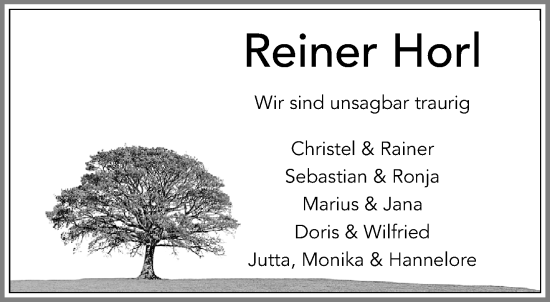 Traueranzeige von Reiner Horl von trauer.mein.krefeld.de