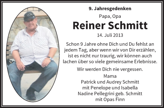 Traueranzeige von Reiner Schmitt von trauer.wuppertaler-rundschau.de