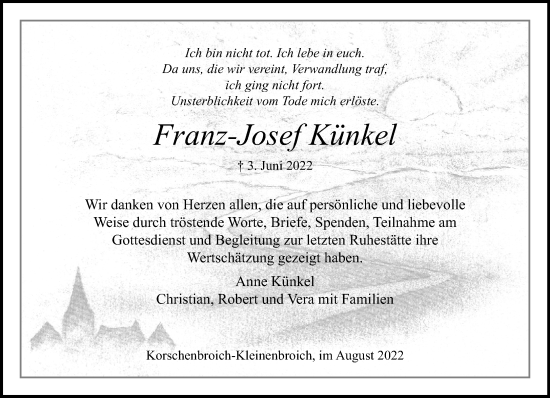 Traueranzeige von Franz-Josef Künkel von trauer.extra-tipp-moenchengladbach.de