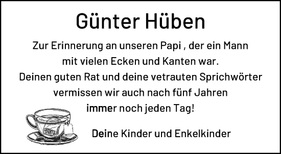 Traueranzeige von Günter Hüben von trauer.extra-tipp-moenchengladbach.de