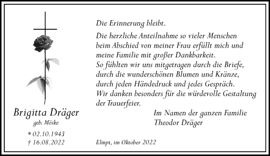 Traueranzeige von Brigitta Dräger von trauer.extra-tipp-moenchengladbach.de