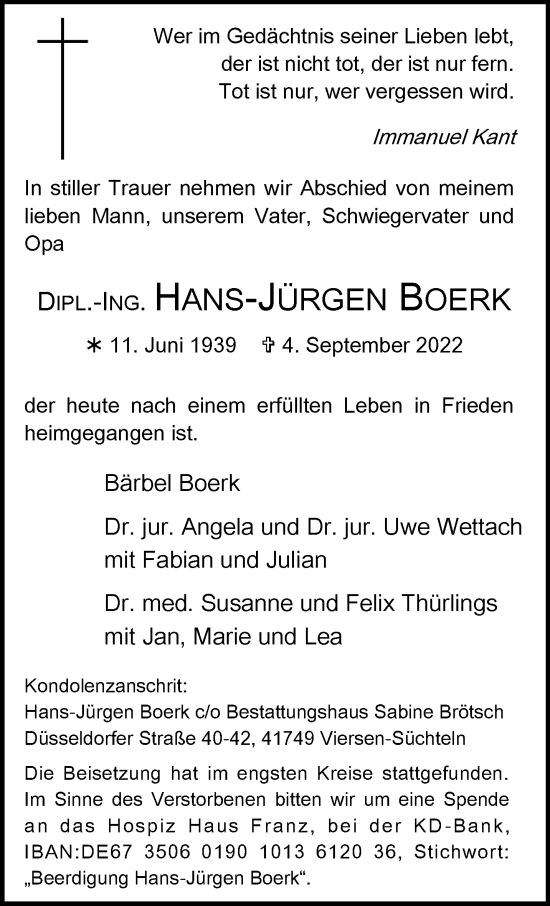 Traueranzeige von Hans-Jürgen Boerk von trauer.extra-tipp-moenchengladbach.de