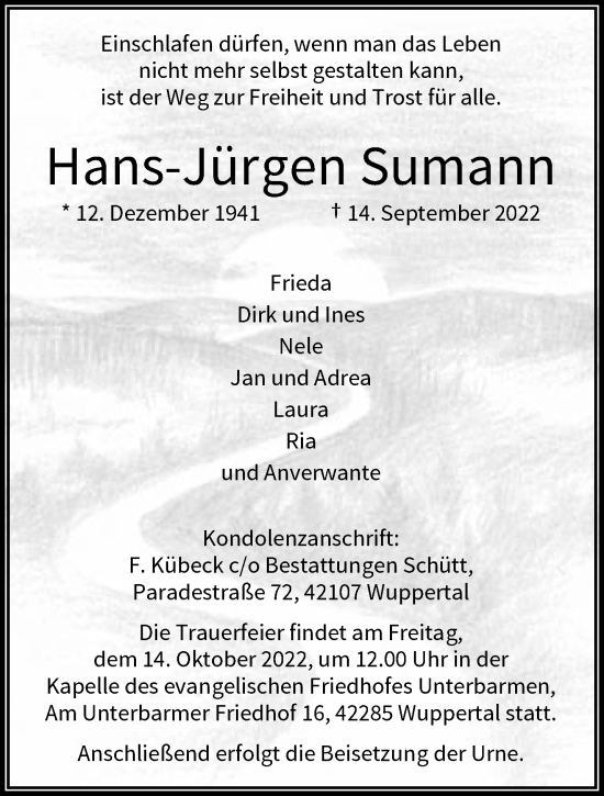 Traueranzeige von Hans-Jürgen Sumann von trauer.wuppertaler-rundschau.de
