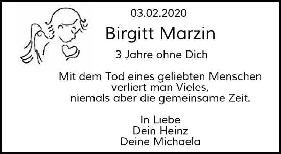 Traueranzeige von Birgitt Marzin von trauer.wuppertaler-rundschau.de