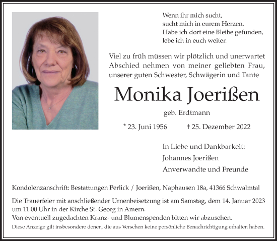 Traueranzeige von Monika Joerißen von trauer.extra-tipp-moenchengladbach.de