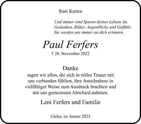 Traueranzeige von Paul Ferfers von trauer.extra-tipp-moenchengladbach.de