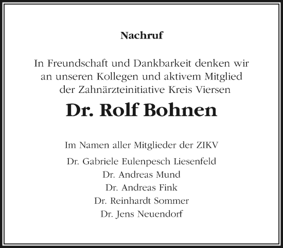 Traueranzeige von Rolf Bohnen von trauer.extra-tipp-moenchengladbach.de