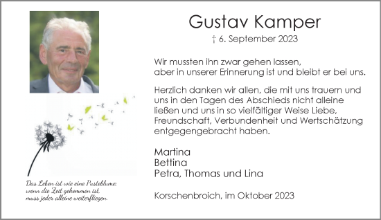 Traueranzeige von Gustav Kamper von trauer.extra-tipp-moenchengladbach.de