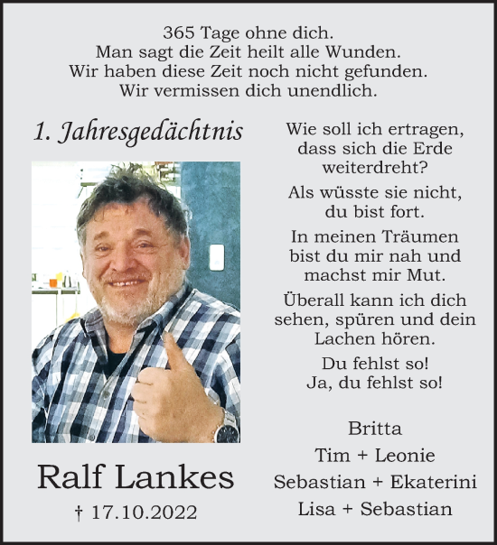 Traueranzeige von Ralf Lankes von trauer.extra-tipp-moenchengladbach.de