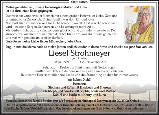 Traueranzeige von Liesel Strohmeyer von trauer.extra-tipp-moenchengladbach.de