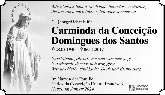 Traueranzeige von Carminda da ConceiÇão Domingues dos Santos von trauer.stadt-kurier.de