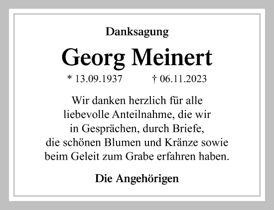 Traueranzeige von Georg Meinert von trauer.extra-tipp-moenchengladbach.de