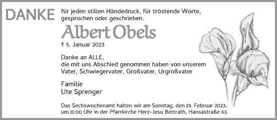 Traueranzeige von Albert Obels von trauer.extra-tipp-moenchengladbach.de