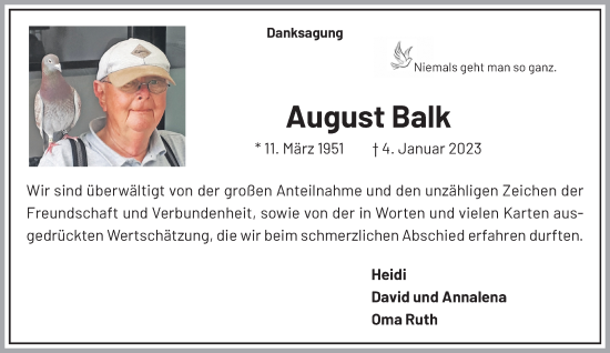 Traueranzeige von August Balk von trauer.extra-tipp-moenchengladbach.de