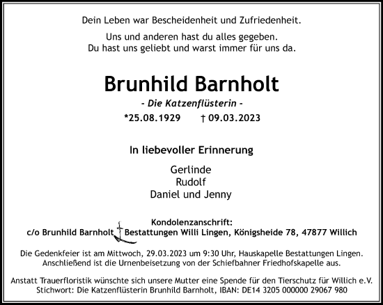 Traueranzeige von Brunhild Barnholt von trauer.extra-tipp-moenchengladbach.de