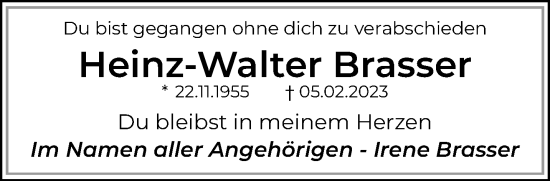 Traueranzeige von Heinz-Walter Brasser von trauer.extra-tipp-moenchengladbach.de