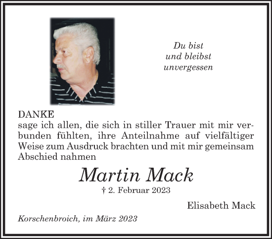 Traueranzeige von Martin Mack von trauer.extra-tipp-moenchengladbach.de