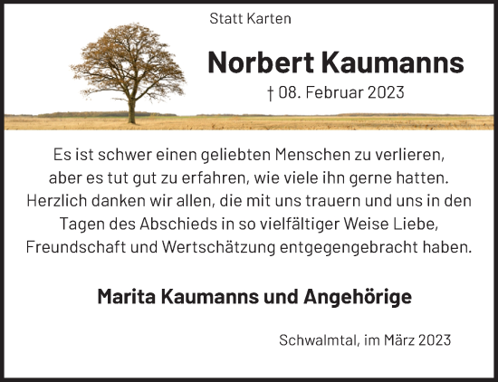 Traueranzeige von Norbert Kaumanns von trauer.extra-tipp-moenchengladbach.de