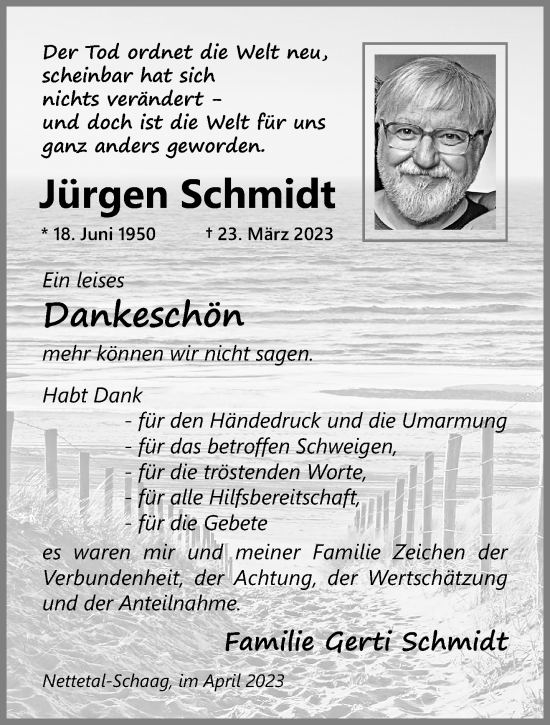 Traueranzeige von Jürgen Schmidt von trauer.extra-tipp-moenchengladbach.de