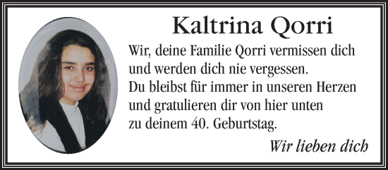 Traueranzeige von Kaltrina Qorri von trauer.mein.krefeld.de