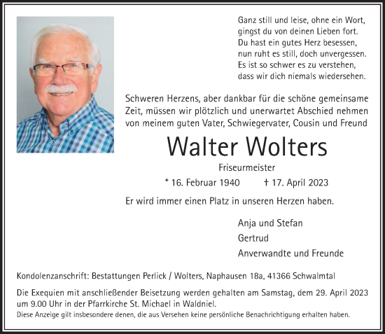 Traueranzeige von Walter Wolters von trauer.extra-tipp-moenchengladbach.de