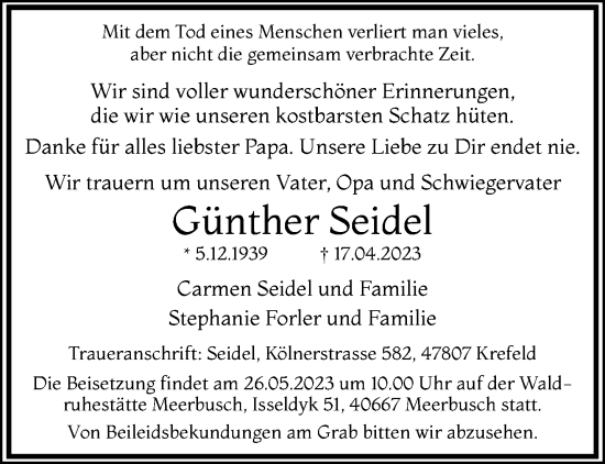 Traueranzeige von Günther Seidel von trauer.mein.krefeld.de