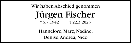 Traueranzeige von Jürgen Fischer von trauer.mein.krefeld.de
