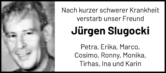 Traueranzeige von Jürgen Slugocki von trauer.extra-tipp-moenchengladbach.de