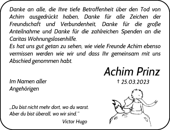 Traueranzeige von Achim Prinz von trauer.duesseldorfer-anzeiger.de