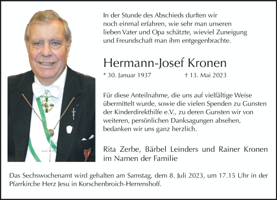 Traueranzeige von Hermann-Josef Kronen von trauer.extra-tipp-moenchengladbach.de